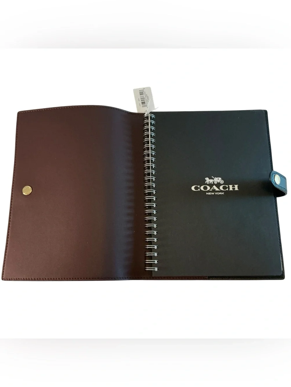 Coach Notebook Cover & Notebook Walnut/Black Dark Brown Signature Canvas/Leather